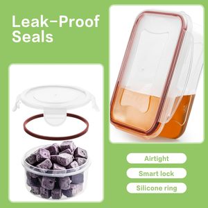 Boîtes de préparation de repas Freshware, 3 pièces avec couvercles, boîte à bento pour le stockage des aliments, sans BPA, empilables, compatibles micro-ondes et congélateur, transparentes, carrées - Product Image 3