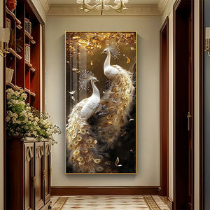 Modern lüks Peackok hayvan dekoratif kristal porselen duvar sanat boyama oturma odası için fabrika toptan yüksek kaliteli - Product Image 2