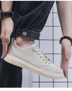 Zapatillas deportivas transpirables de lona y lino con cordones para hombre RO - Product Image 5