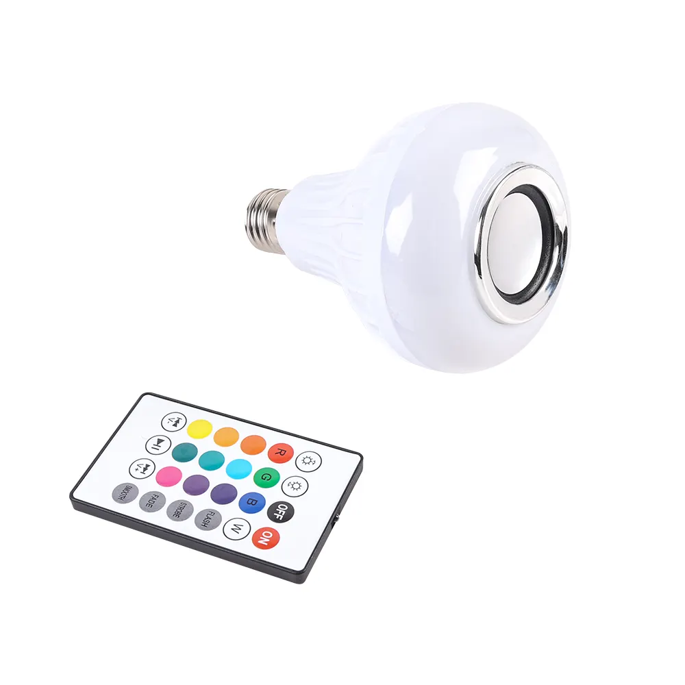 Wireless Smart LED Light Speaker Bulb RGB 12W Music Playing Lamp Color Changing With Remote Control