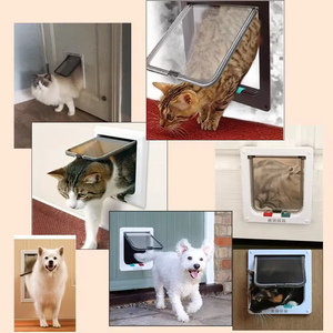 Porte d'entrée et de sortie magnétique pour chaton Portes pour chat concises Porte verrouillable à 4 voies Porte à rabat pour chats adaptée aux fenêtres et aux portes - Product Image 6