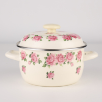 Mini-cocotte émaillée classique Happiness avec double poignée et couvercle émaillé, pour aliments pour bébés et soupes, facile à nettoyer, compatible gaz/induction, en stock