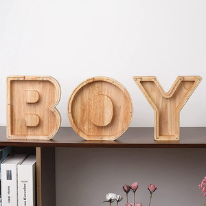 Piggy Bank for Kids Boys Girls Large Piggy Banks 26 English Alphabet LetterPersonalized WoodenTransparent Money Saving Box