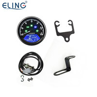 ELING Speedometer Digital Sepeda Motor 199 MPH KM/H Tachometer 12000RPM Dengan Indikator Gigi Lampu Alarm