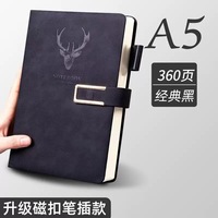 Carnet à anneaux en cuir personnalisé, format A5, avec reliure magnétique premium, feuilles mobiles, et logo privé sur mesure, bleu