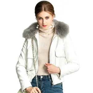 Оптом в наличии для женщин модная одежда для мальчиков осень, экокожа (полиуретан), из искусственной кожи с меховым воротником, Длинная зимняя куртка куртки