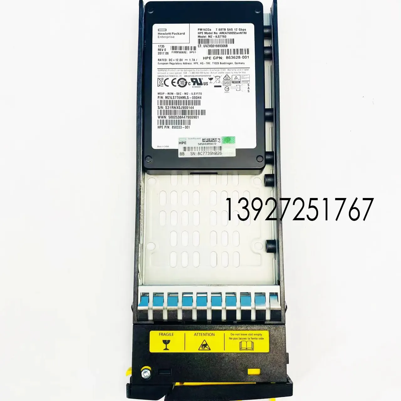 863460-001 7.68T cMLC SSD ฮาร์ดดิสก์ SAS SFF สําหรับ HP 3par Storeserv 8000 2.5 นิ้ว 863634-001 850333-001