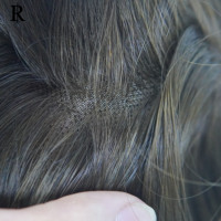 Prothèse capillaire double mono en cheveux Remy d'origine chinoise, densité 120%, cuticules alignées, style ondulé droit, nœuds invisibles