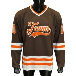 Maillot de hockey sur glace unisexe en maille 100 % polyester imprimé, avec broderie de logo personnalisé, séchage rapide et respirant, pour équipe – Conception gratuite - Product Image 1