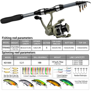 Ensemble canne à pêche télescopique portable mini longue portée pour gaucher avec moulinet spinning et accessoires pour la pêche en mer - Product Image 2