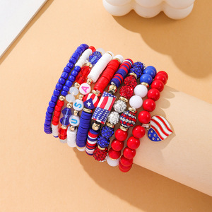 Usa Independence Day Bracelet <b>Set</b> Polymer <b>Clay</b> Beaded Jewelry Women Unisex Fashion Jewelry <b>Sets</b> - Product Image 3