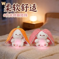Boneka Kelinci Stroberi Angela yang Laris Manis, Bercahaya, dan Bernapas, Mainan Teman Tidur yang Menenangkan untuk Anak-Anak