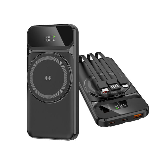 Hot Sales Power Banks Portable Mobile Charger 10000mah Wireless Magnetic Built in Type C USB Cables Fast Charging Power Bank