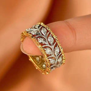 Anello a Foglia di Grano Bicolore per Donne, Elegante Gioiello in Metallo, Accessorio per Uso Quotidiano, Feste e Appuntamenti - Product Image 2