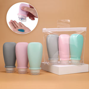 مجموعة زجاجات سفر سيليكون صديقة للبيئة سعة 60 مل (3 أونصة) معتمدة من TSA، سهلة الضغط ومانعة للتسرب، مناسبة للشامبو والغسول أثناء السفر - Product Image 1