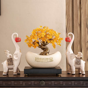 High-End Chinese Epoxy <b>Resin</b> Folk Art <b>Sculpture</b> Lucky Elephant Pair Figurine for Living Room TV Cabinet Home Entrance Ornament - Product Image 5