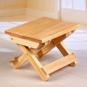 Tabouret pliant en bois massif, rectangulaire, portable, pour le camping en plein air, la pêche - Product Image 1