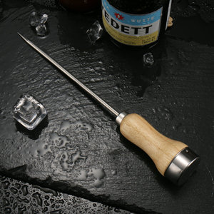 Barras Cocina Bartender Herramientas Manual Acero inoxidable Martillo para romper hielo Palillos de hielo con mango de madera - Product Image 3
