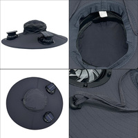 Vente en gros de haute qualité pour l'été, les voyages en plein air, la pêche au soleil, chapeau seau à large bord avec ventilateur solaire et USB à double usage