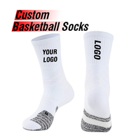 Chaussettes de basketball personnalisées tricotées antidérapantes avec revers doublé en tissu éponge, modèles montants, mi-mollets et longs pour athlètes d'élite