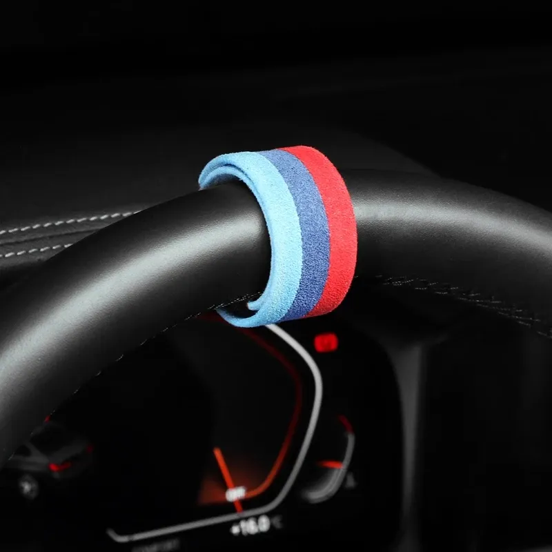 Betterhumz Alcantara DIY Universal Car Steering Wheel Racing Grille Decoration Strip Trim Sticker For BMW M Logo