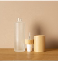Prix de gros – Flacon pulvérisateur vide en verre dépoli transparent avec couvercle en bambou – 30 ml, 50 ml, 60 ml, 100 ml, 120 ml