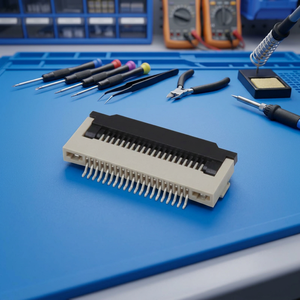 ขั้วต่อแบบ Clamshell ชนิด ZIF แบบ SMD ระยะพิทช์ 0.5 มม. 24-40 พิน หน้าสัมผัสด้านล่าง สูง 2.0 มม. สำหรับสาย FPC FFC - Product Image 1