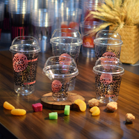 Gobelets en plastique transparents jetables pour boissons froides, café matcha, avec couvercles et pailles, personnalisables avec logo imprimé sur étiquette PET