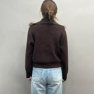 Jancoco - Suéter <span class=keywords><strong>de</strong></span> Piel <span class=keywords><strong>de</strong></span> Zorro Genuina para Mujer, Estilo Cardigan, Corto, Cálido, Personalizado, Venta al Por Mayor - Product Image 3