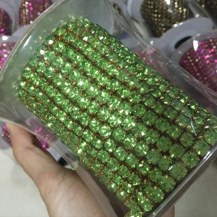 Cup Berlian Imitasi 6Mm Rantai Dalam Rol Cangkir Rantai Trimming One Hiasan untuk Dekorasi Garmen