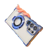 Pour Samsung Film d'objectif tout compris Couverture en TPU galvanoplastie transparente avec étui de téléphone à support magnétique