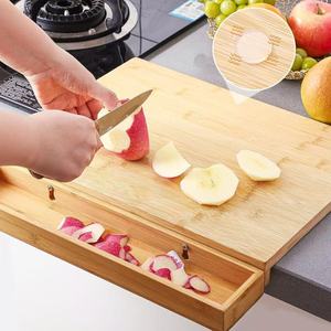 <b>Bamboo</b> Cutting Board With Storage Tray Rectangle Kitchen Chopping Block With Waste <b>Container</b> - Product Image 1