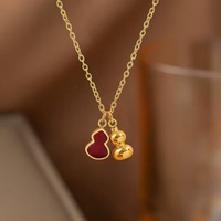 Collier traditionnel plaqué or avec pendentif gourde rouge pour femme, idéal pour le quotidien, ornements féminins haut de gamme, vente en gros TGXL14668