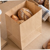 Sacs en papier kraft SOS imprimés sur mesure sans poignées pour l'emballage alimentaire à emporter, vente en gros B2B