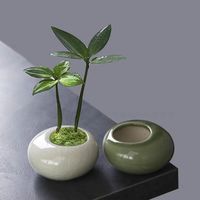 Pot Bunga Keramik Lapisan Glaze Motif Retak Es Kecil dengan Lubang Drainase untuk Sukulen, Tanaman Hijau, Bambu Podocarpus - Gaya Cina