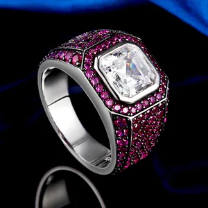 Пользовательские ювелирные изделия 925 стерлингового серебра кубический цирконий палец кольцо роскошное фианитовое кольцо с бриллиантом