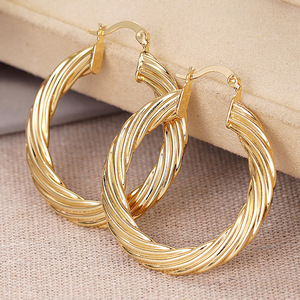 Pendientes de Aro con Textura Espiral para Mujer, Joyería de Moda - Product Image 1