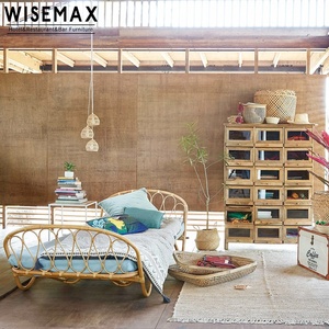 WISEMAX mobili di lusso stile <span class=keywords><strong>giapponese</strong></span> semplice camera da letto mobili in legno solido e Rattan struttura del letto Design divano letto singolo - Product Image 5