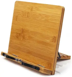 במבוק עץ ספר סטנד מתכוונן ספר מחזיק מגש דף נייר קליפים-ספר בישול קריאת שולחן נייד
