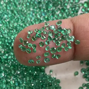 优质天然赞比亚祖母绿1.20-2毫米明亮切割圆形珠宝从印度制造
