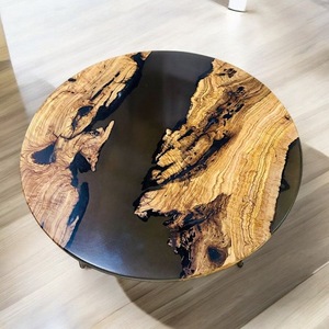 Tavolino da pranzo sud americano legno naturale in resina epossidica di legno di noce di lusso con forma rotonda di Design personalizzato - Product Image 2
