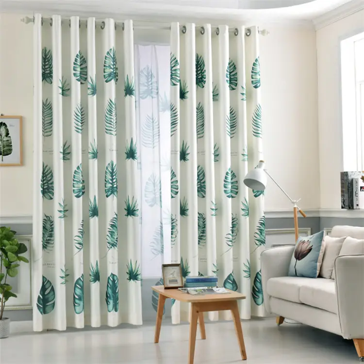 Großhandel New Modern Design Home Polyester Blackout Vorhänge Grün Fertig Vorhang für das Wohnzimmer