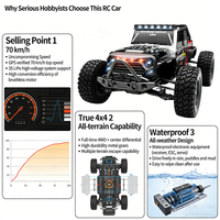 Voiture RC sans balais 4x4 70 km/h avec batterie LiPo 3S, véhicule tout-terrain étanche pour adultes