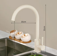 Robinet de cuisine à col de cygne, monocommande, finition blanc mat, eau froide et chaude, en acier inoxydable