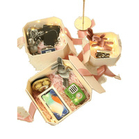 Boîte cadeau carrée pour la Saint-Valentin avec double porte en papier kraft rose, emballage pour dragées de mariage, bonbons, chocolats, cosmétiques et soins de la peau