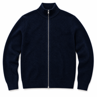 Usine de tricotage OEM ODM sur mesure, fournisseur en gros, cardigan en tricot nid d'abeille à fermeture éclair bleu marine pour homme