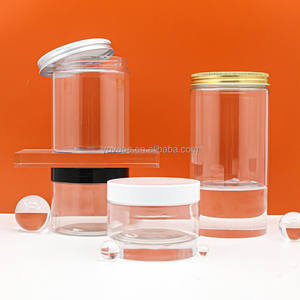 Vaso a bocca larga a basso profilo 60 g 100g 120g <span class=keywords><strong>150</strong></span> g 200 250 grammo 6 Oz 8 once marmellata di biscotti per alimenti barattolo in PET trasparente con coperchio in oro argento - Product Image 2