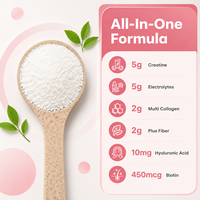 Poudre de créatine pour femmes en marque privée OEM 5g avec collagène, électrolytes, biotine, HA, sans sucre, hydratation, complément beauté