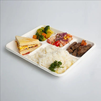 Barquettes jetables industrielles compostables en bagasse de canne à sucre, à compartiments, pour services alimentaires à haute capacité, traiteur aérien, efficaces et compatibles micro-ondes