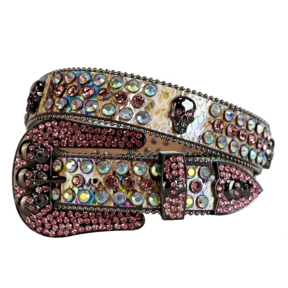 Luxury Strap Men Women Cool Skull Designer Rhinestones Belt Western Bling Bling Crystal Diamond Studded Belts